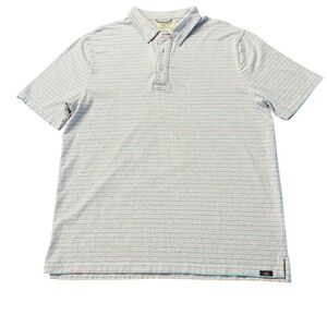 Faherty Light Red & Blue Polo Shirt with Horizontal Stripes Size Large